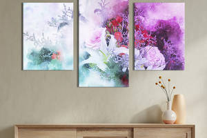 Картина из трех панелей KIL Art триптих Красивый абстрактный букет цветов 96x60 см (854-32)