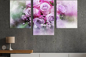 Картина из трех панелей KIL Art триптих Красивый букет розовых роз 66x40 см (856-32)