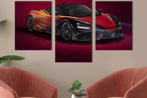 Картина из трех панелей KIL Art триптих Модный суперкар McLaren 765LT 66x40 см (1389-32)