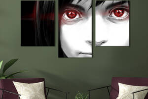 Картина из трех панелей KIL Art триптих Мрачная девушка с красными глазами 96x60 см (1502-32)