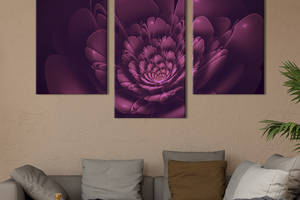 Картина из трех панелей KIL Art триптих Мистический пурпурный цветок 66x40 см (877-32)