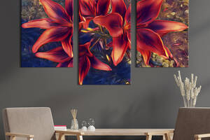 Картина из трех панелей KIL Art триптих Непревзойденные цветы лилии 96x60 см (973-32)