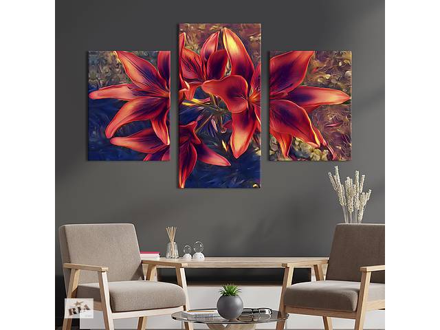 Картина из трех панелей KIL Art триптих Непревзойденные цветы лилии 141x90 см (973-32)