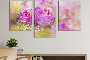 Картина из трех панелей KIL Art триптих Нежные розовые розы 66x40 см (866-32)