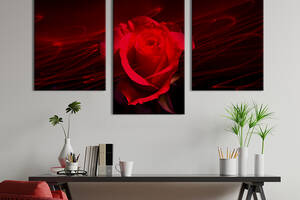 Картина из трех панелей KIL Art триптих Одинокая красная роза 66x40 см (773-32)
