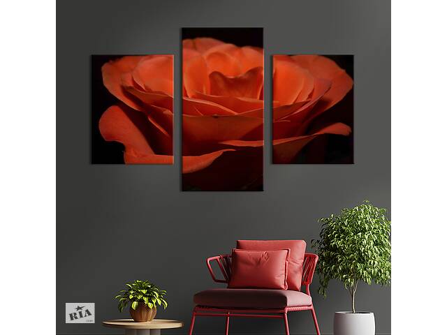 Картина из трех панелей KIL Art триптих Роскошная оранжевая роза 96x60 см (974-32)