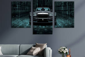 Картина из трех панелей KIL Art триптих Статусный автомобиль Rolls-Royce Wraith 96x60 см (1395-32)