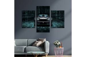 Картина из трех панелей KIL Art триптих Статусный автомобиль Rolls-Royce Wraith 141x90 см (1395-32)