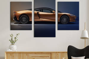 Картина из трех панелей KIL Art триптих Стильный золотой суперкар McLaren 141x90 см (1357-32)