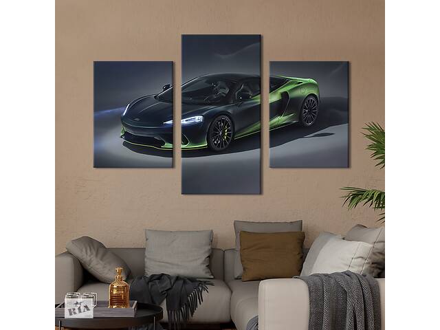 Картина из трех панелей KIL Art триптих Суперкар McLaren GT Verdant Theme цвета хамелеон 96x60 см (1358-32)