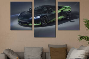 Картина из трех панелей KIL Art триптих Суперкар McLaren GT Verdant Theme цвета хамелеон 141x90 см (1358-32)