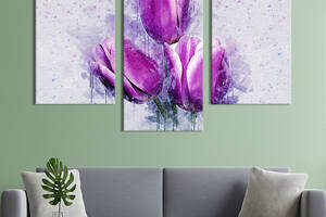 Картина из трех панелей KIL Art триптих Три фиолетовых тюльпана 66x40 см (861-32)