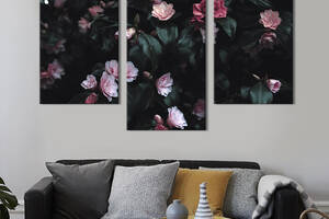 Картина из трех панелей KIL Art триптих Цветочный красивый куст 66x40 см (934-32)