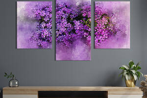 Картина из трех панелей KIL Art триптих Цветущие фиалки 141x90 см (855-32)