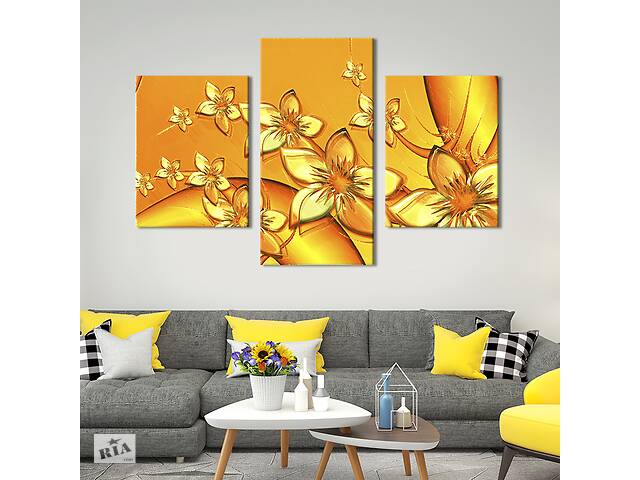 Картина из трех панелей KIL Art триптих Цветы солнечного цвета 66x40 см (807-32)