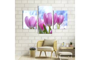 Картина из трех панелей KIL Art триптих Тюльпаны на фоне ясного неба 141x90 см (900-32)