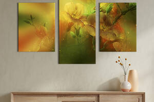 Картина из трех панелей KIL Art триптих Веточка тропических цветов 141x90 см (803-32)