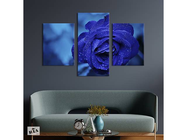 Картина из трех панелей KIL Art триптих Волшебная синяя роза 66x40 см (975-32)