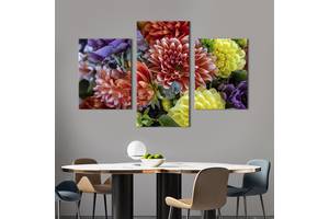 Картина из трех панелей KIL Art триптих Восхитительные осенние цветы 141x90 см (949-32)