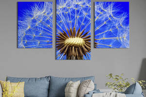 Картина из трех панелей KIL Art триптих Воздушный одуванчик на фоне неба 141x90 см (899-32)