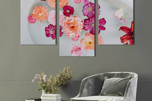 Картина из трех панелей KIL Art триптих Яркие цветы на воде 96x60 см (933-32)