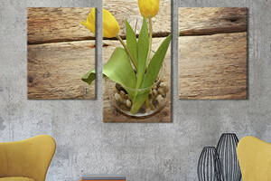 Картина из трех панелей KIL Art триптих Яркие жёлтые тюльпаны в вазе 66x40 см (1005-32)