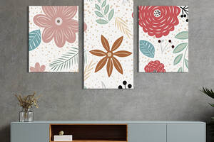 Картина из трех панелей KIL Art триптих Интересный цветочный орнамент 96x60 см (901-32)