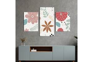 Картина из трех панелей KIL Art триптих Интересный цветочный орнамент 141x90 см (901-32)