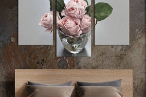 Картина из трех панелей KIL Art триптих Изысканные розовые розы 141x90 см (844-32)