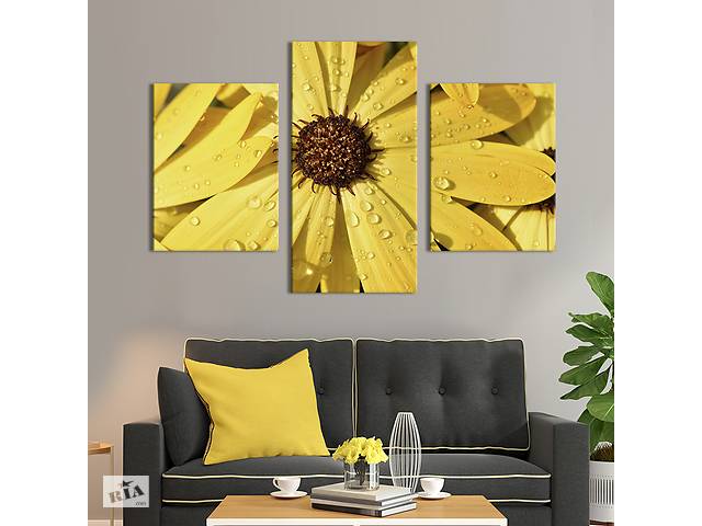 Картина из трех панелей KIL Art триптих Изысканные жёлтые ромашки 66x40 см (836-32)