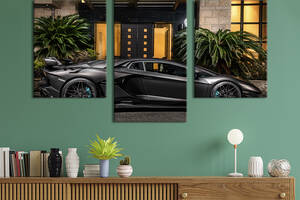 Картина из трех панелей KIL Art Итальянское авто Lamborghini Aventador SVJ Roadster 141x90 см (1334-32)