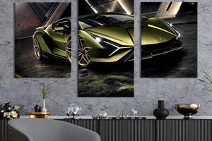 Картина из трех панелей KIL Art Итальянский автомобиль Lamborghini 96x60 см (1338-32)