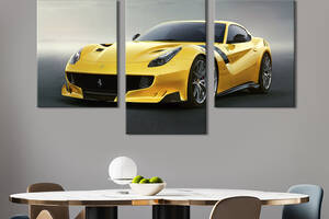Картина из трех панелей KIL Art Жёлтая Ferrari 141x90 см (1316-32)