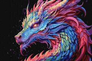 Картина за номерами 'Барвистий дракон' ©art_selena_ua KHO5113, 40x50см