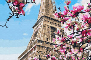 Картина за номерами. Brushme 'Цвітіння магнолій у Парижі' GX32320, 40х50 см
