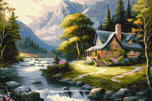 Картина за номерами 'Будиночок у горах' ©art_selena_ua KHO6329 40х50 см Ідейка