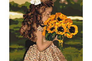 Картина за номерами. 'Дівчинка з соняшниками' KHO4662, 40х50 см