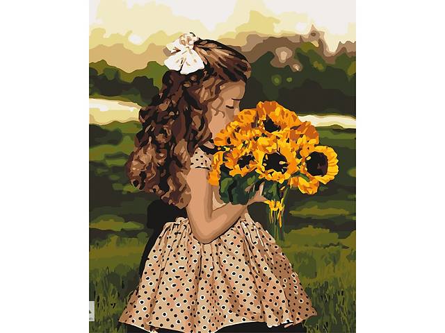 Картина за номерами. 'Дівчинка з соняшниками' KHO4662, 40х50 см