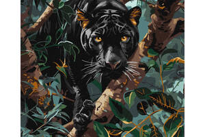 Картина за номерами 'Граціозна пантера' KHO6619 з фарбами металік 40х50 см