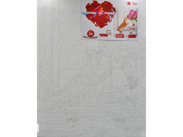 Картина за номерами 'Кіт з квітами' Danko Toys KpNe-40х50-02-08 40x50 см