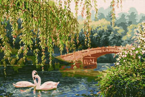 Картина за номерами 'Лебеді на озері' ©Сергій Лобач Ідейка KHO4359 40х50 см