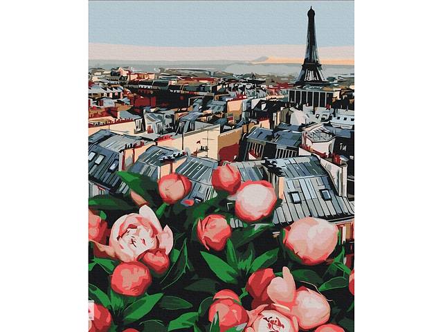 Картина за номерами 'Піони з видом на Париж' BS53781, 40х50 см