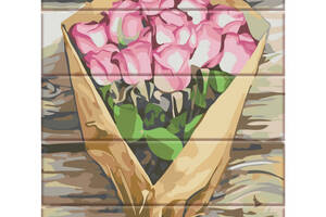 Картина за номерами по дереву 'Букет рожевих троянд' ASW151 30х40 см