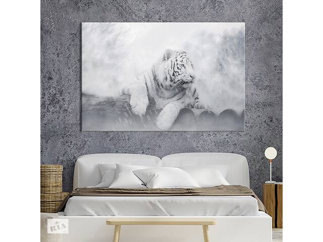 Картина животные KIL Art Белый тигр лежит в тумане 75x50 см (1793-1)
