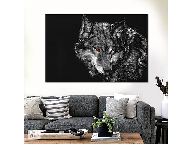 Картина животные KIL Art Черно-белый волк 122x81 см (1725-1)