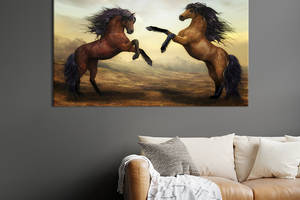Картина животные KIL Art Два коня на дыбах 75x50 см (1760-1)