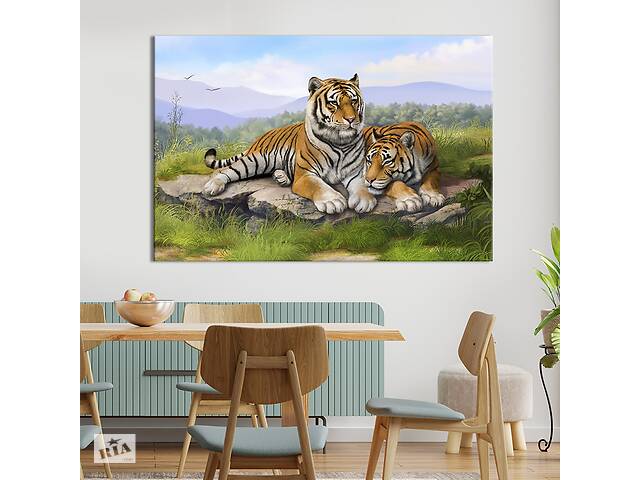 Картина животные KIL Art Два тигра на камне 75x50 см (1704-1)