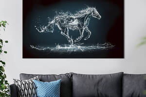 Картина животные KIL Art Лошадь глянцевыми белыми мазками 122x81 см (1711-1)