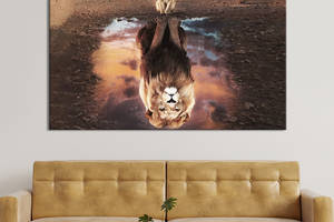 Картина животные KIL Art Маленький львенок отражается взрослым в воде 122x81 см (1790-1)