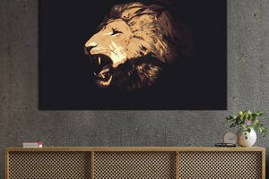 Картина животные KIL Art Морда рычащего льва оранжевым цветом 75x50 см (1768-1)